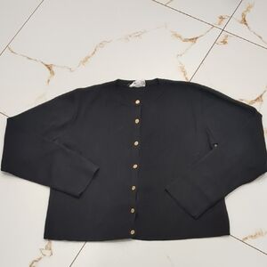 Black Button-Up Milan Italy Size XL  Women's Cardigan Black Gold